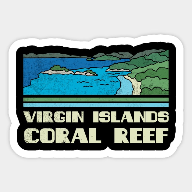 Virgin Islands Coral Reef National Monument Nature Lover Vintage Retro Skyline Hiking Outdoor Travel Adventure Sticker by NickDezArts